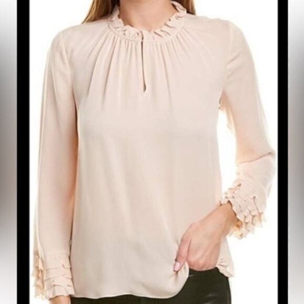 ▶️ Rebecca Taylor ◀️ La Chemise Silk
Georgette Ruffle Blush Blouse. Size 8.